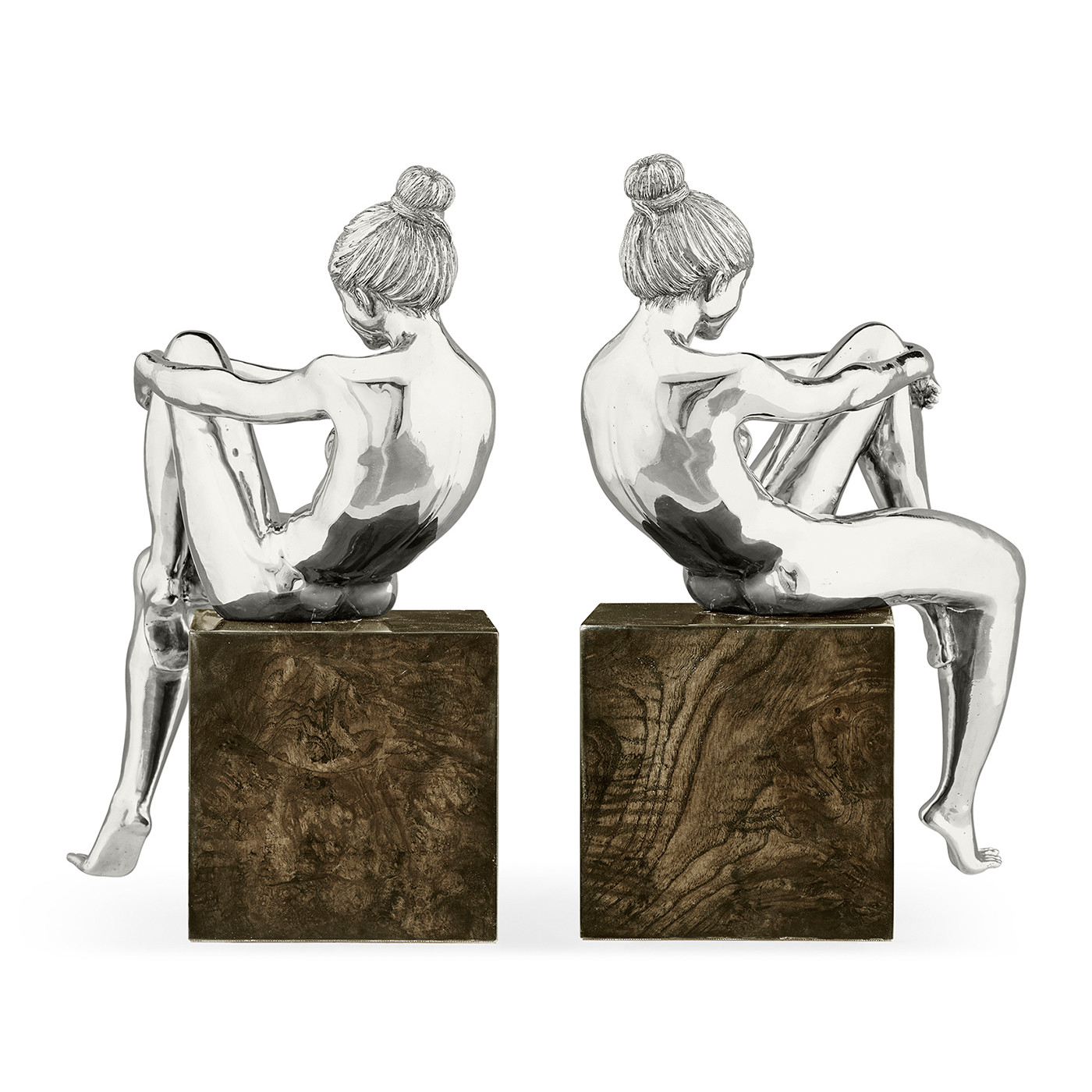 Set of Antique Stainless Steel Nude Girl Bookeds