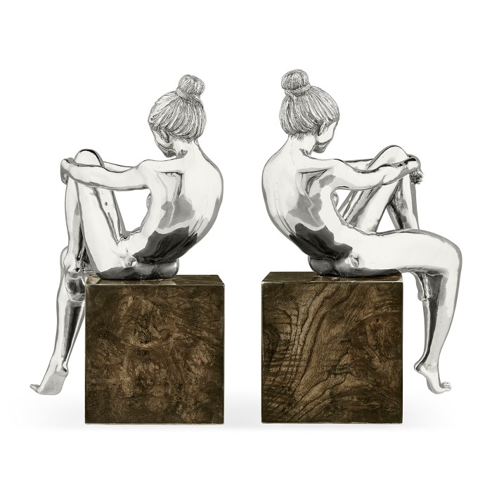 Set of Antique Stainless Steel Nude Girl Bookeds