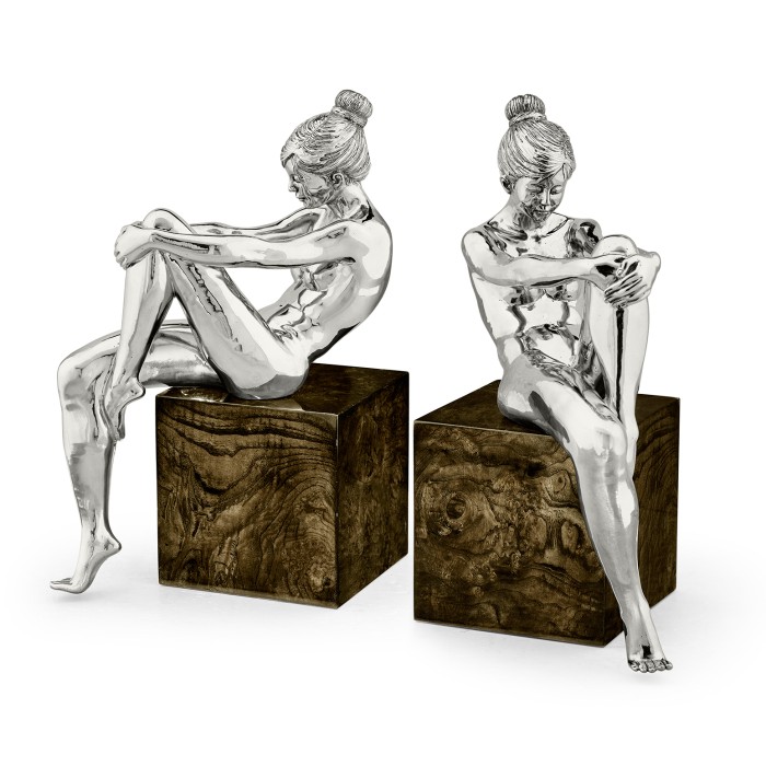 Set of Antique Stainless Steel Nude Girl Bookeds