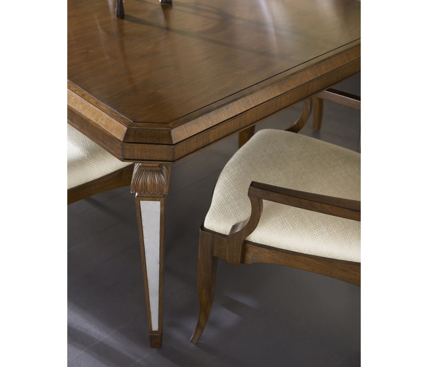 Berkley Walnut & Antique Mirror Dining Table