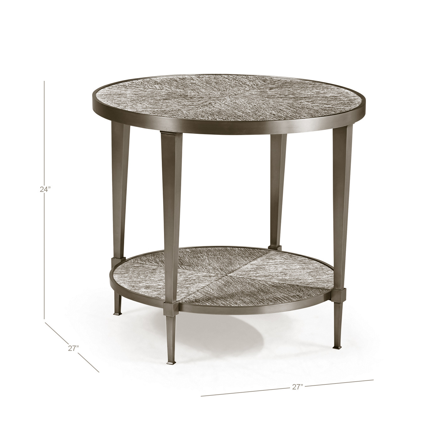 Geometric Round Lamp Table with Shelf