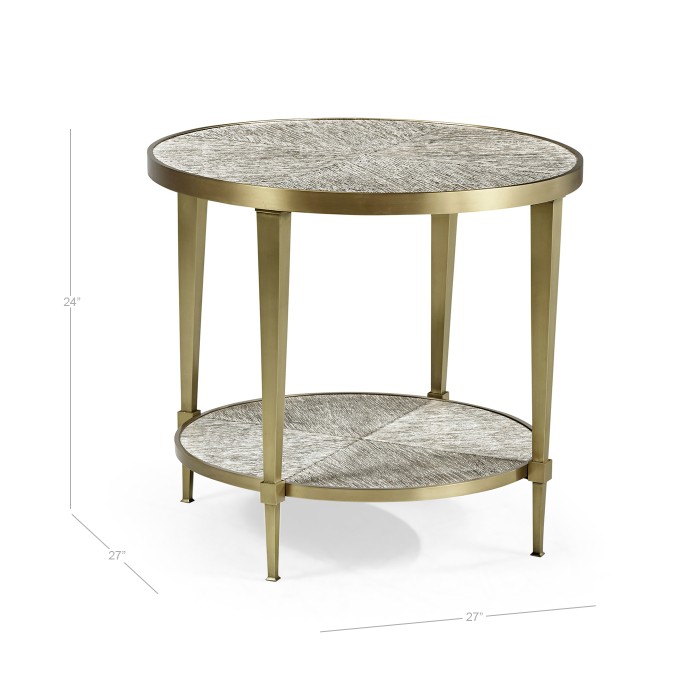 Geometric Round Lamp Table with Shelf
