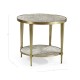 Geometric Round Lamp Table with Shelf