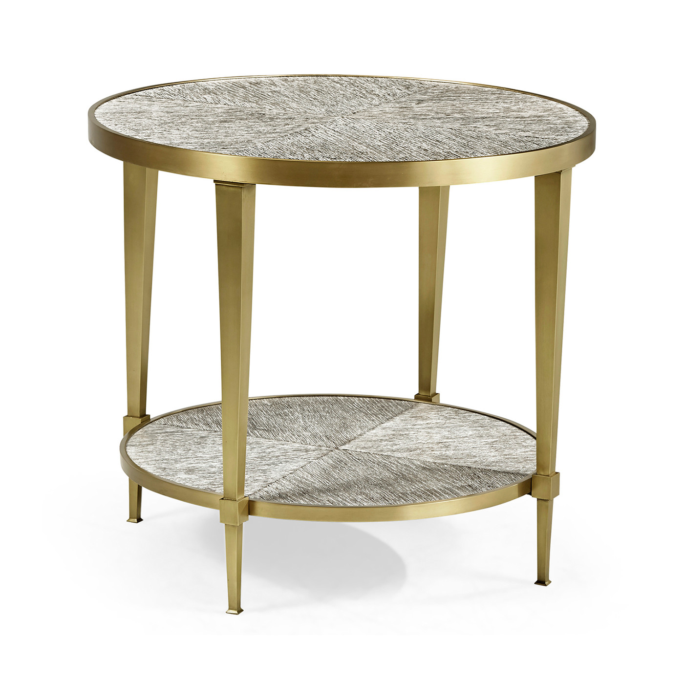 Geometric Round Lamp Table with Shelf