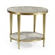 Geometric Round Lamp Table with Shelf