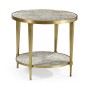 Geometric Round Lamp Table with Shelf