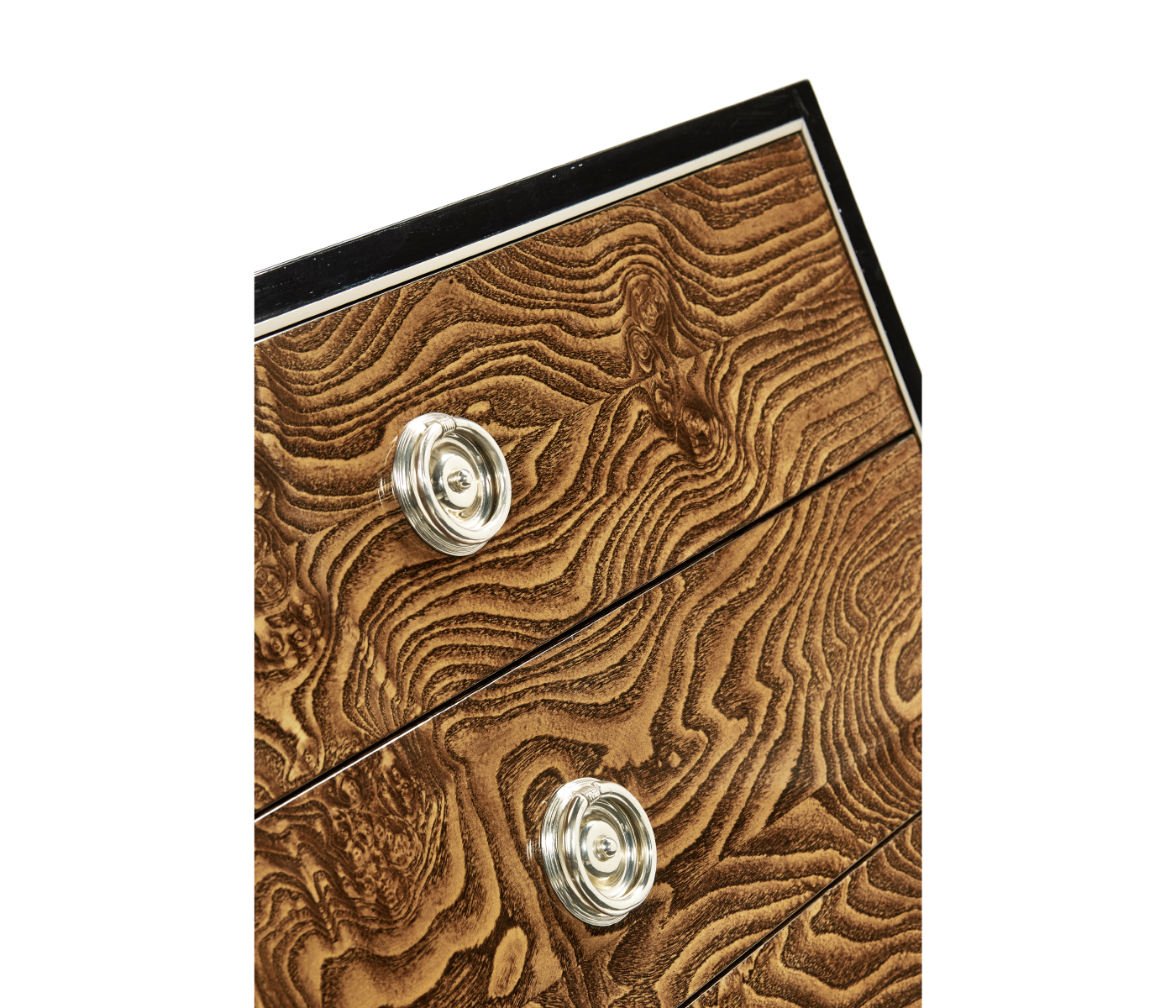 Madison Piano Black & Amber Ash Burl Nightstand