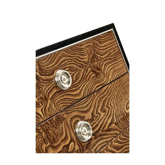 Madison Piano Black & Amber Ash Burl Nightstand
