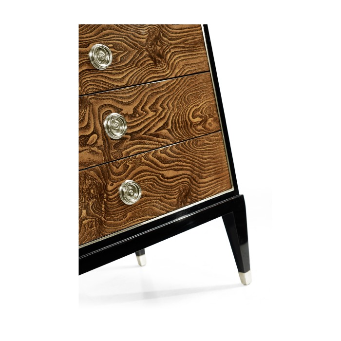 Madison Piano Black & Amber Ash Burl Nightstand