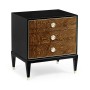 Madison Piano Black & Amber Ash Burl Nightstand
