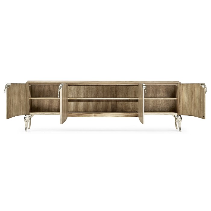 Rivoli Walnut & White Stainless Steel Entertainment Unit