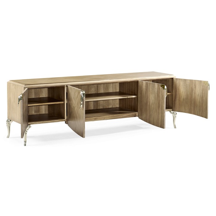 Rivoli Walnut & White Stainless Steel Entertainment Unit