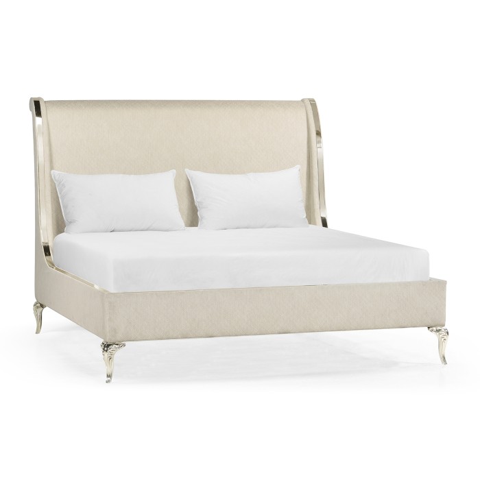 Rivoli White Stainless Steel UK Queen Bed