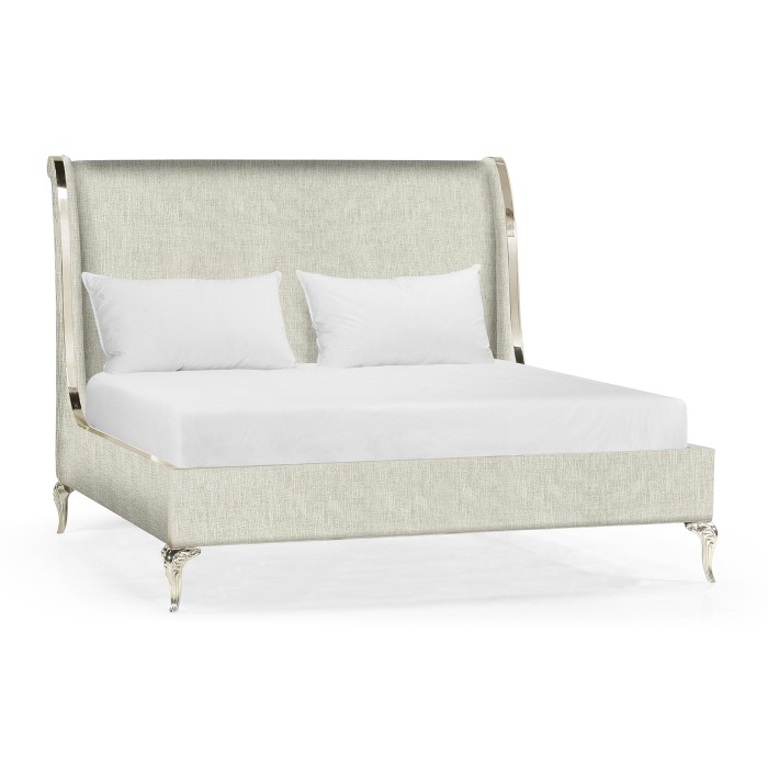 Rivoli White Stainless Steel UK Queen Bed