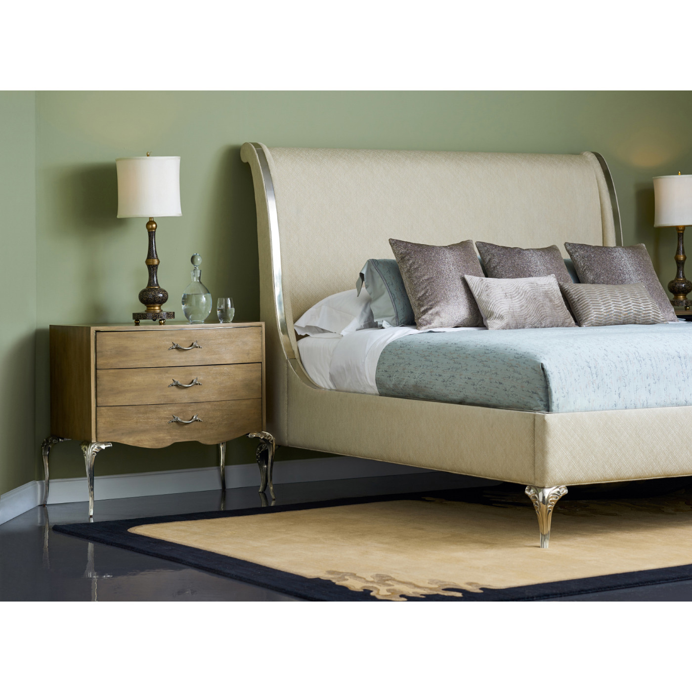 Rivoli White Stainless Steel UK Queen Bed