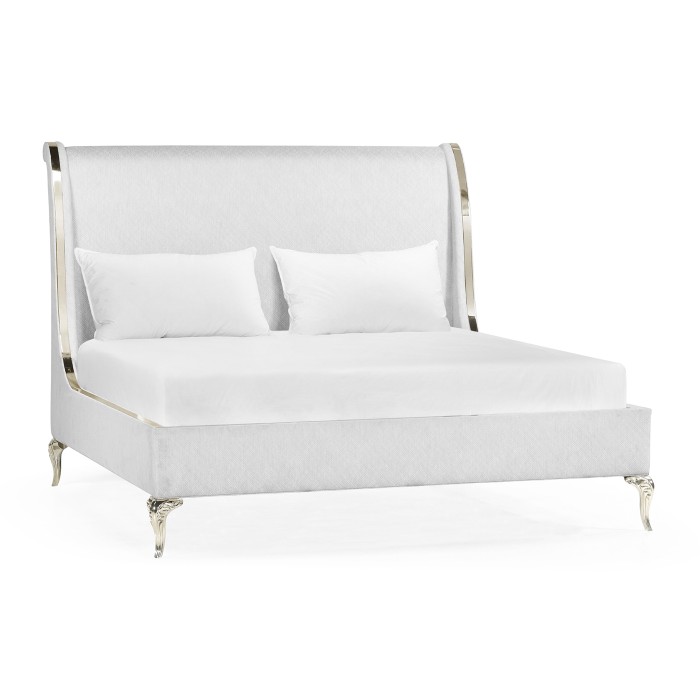 Rivoli White Stainless Steel UK Queen Bed