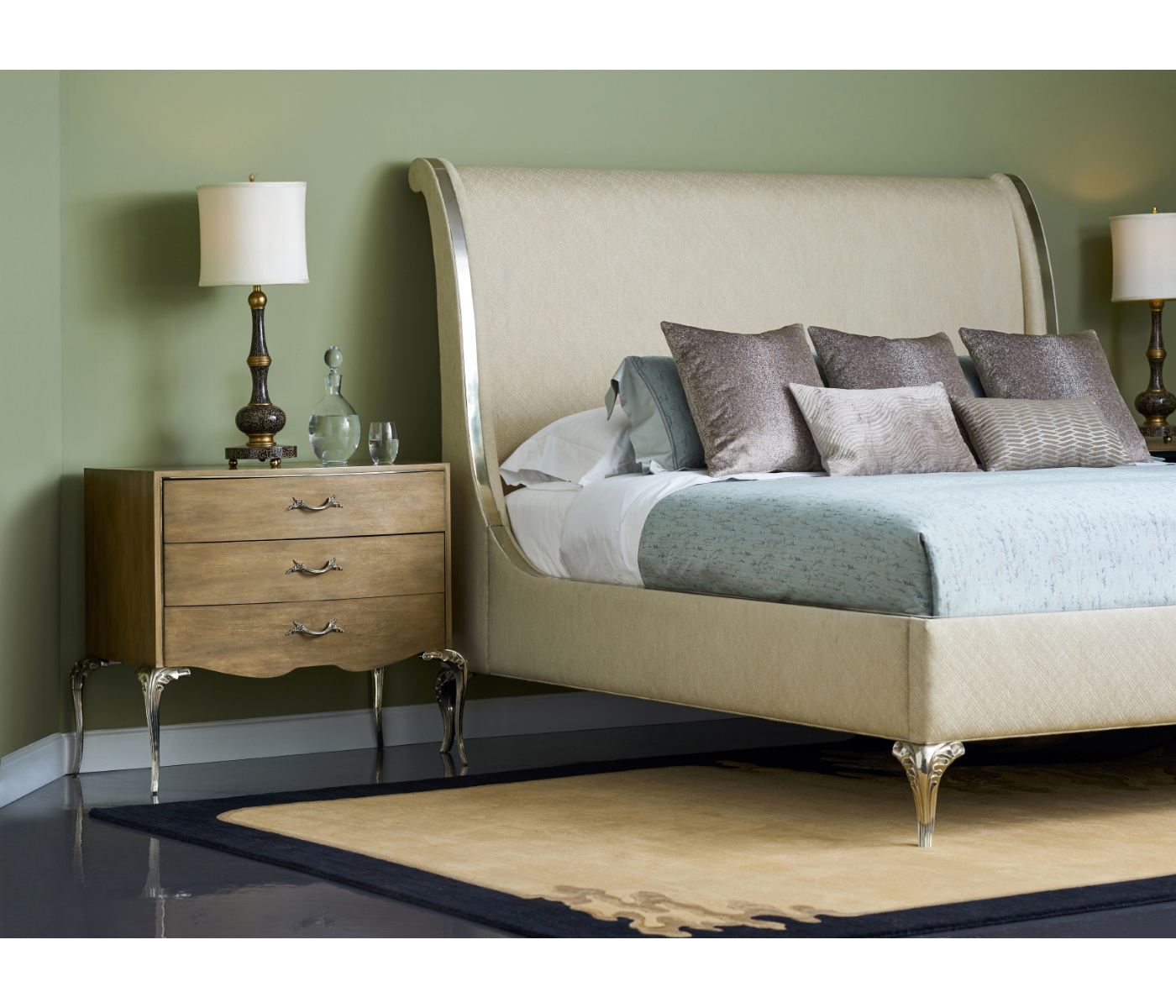 Rivoli White Stainless Steel UK Queen Bed