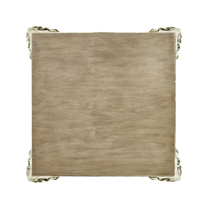 Square Rivoli Walnut & White Stainless Steel Lamp Table