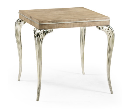 Square Rivoli Walnut & White Stainless Steel Lamp Table