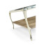 Square Rivoli Walnut & White Stainless Steel Cocktail Table with Clear Glass Top