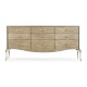 Rivoli Walnut & White Stainless Steel Dresser with Nine Drawers