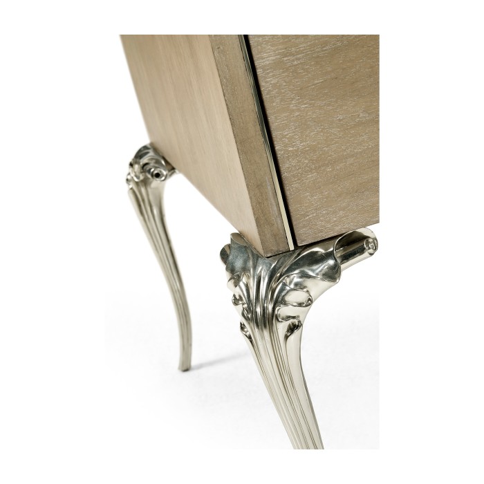 Rivoli Walnut & White Stainless Steel Dresser with Nine Drawers