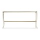 Narrow Rivoli Walnut & White Stainless Steel Console Table with Clear Glass Top
