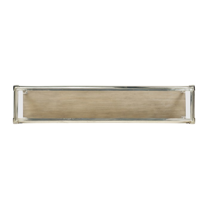 Narrow Rivoli Walnut & White Stainless Steel Console Table with Clear Glass Top