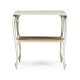 Square Rivoli Walnut & White Stainless Steel End Table with White Carrara Marble Top