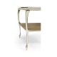 Square Rivoli Walnut & White Stainless Steel End Table with White Carrara Marble Top