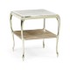 Square Rivoli Walnut & White Stainless Steel End Table with White Carrara Marble Top