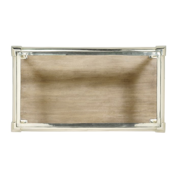 Short Rivoli Walnut & White Stainless Steel Console Table with Clear Glass Top