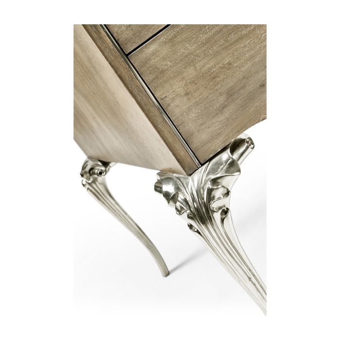 Rivoli Walnut & White Stainless Steel Nightstand