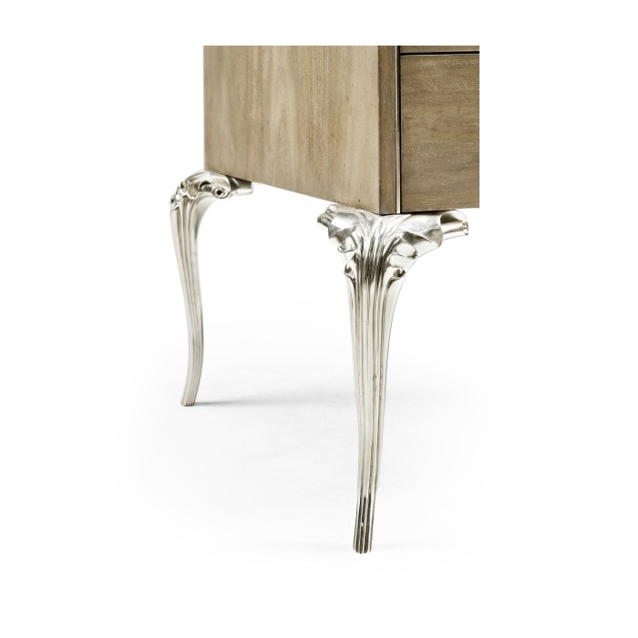 Rivoli Walnut & White Stainless Steel Nightstand
