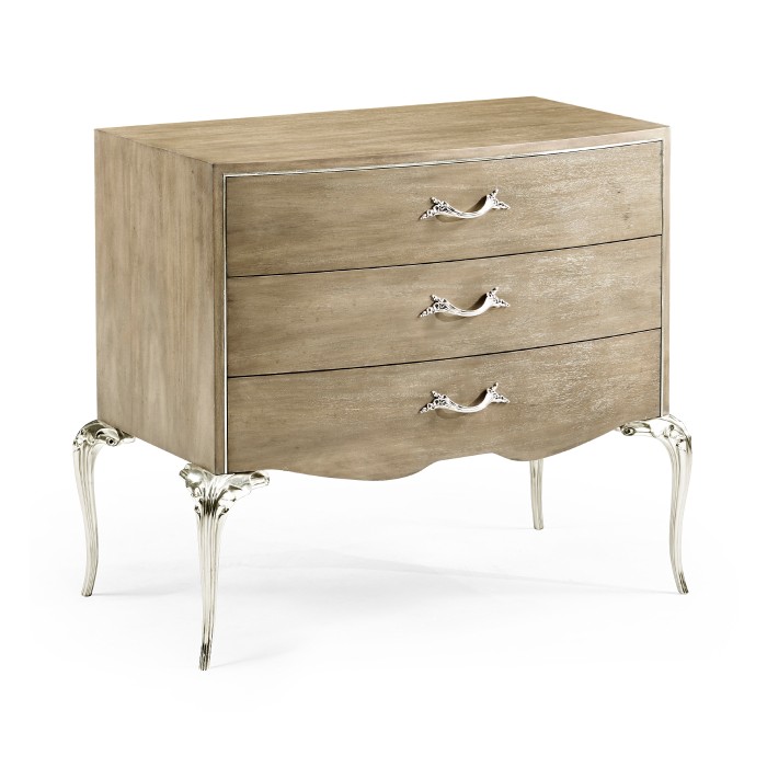 Rivoli Walnut & White Stainless Steel Nightstand