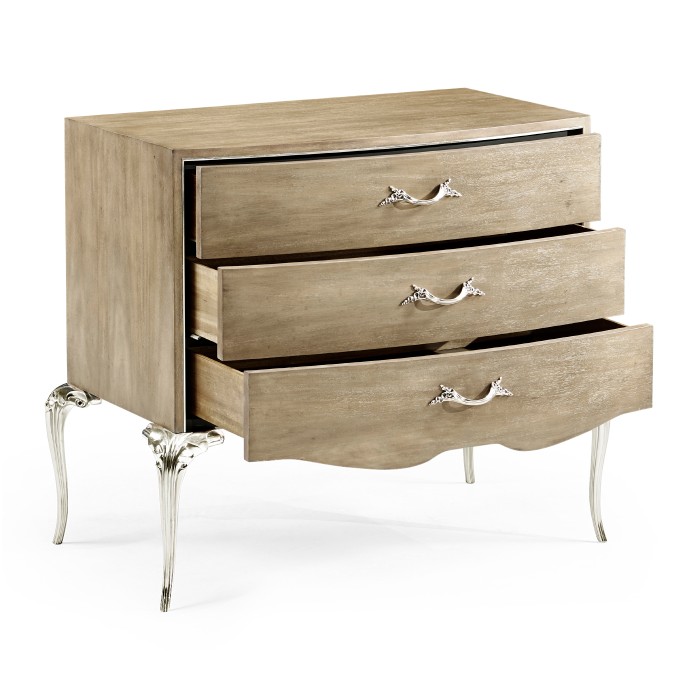 Rivoli Walnut & White Stainless Steel Nightstand