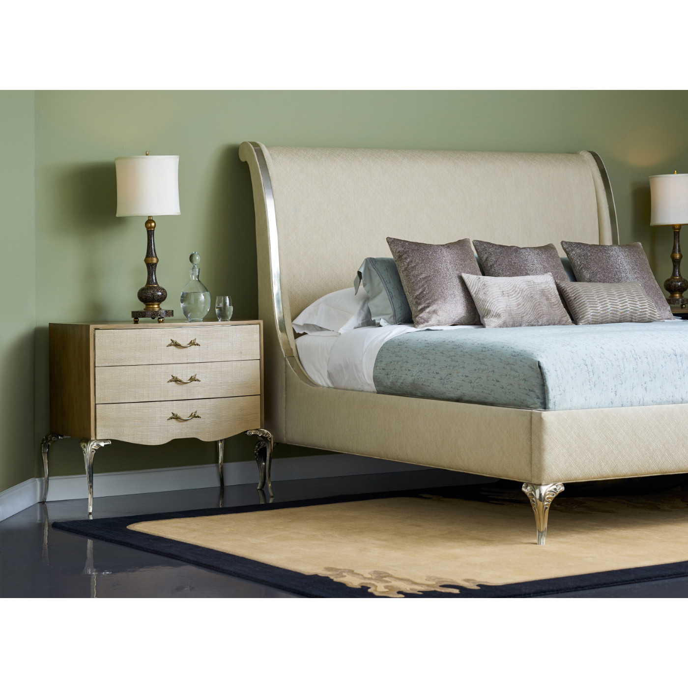 Rivoli Walnut & White Stainless Steel Nightstand