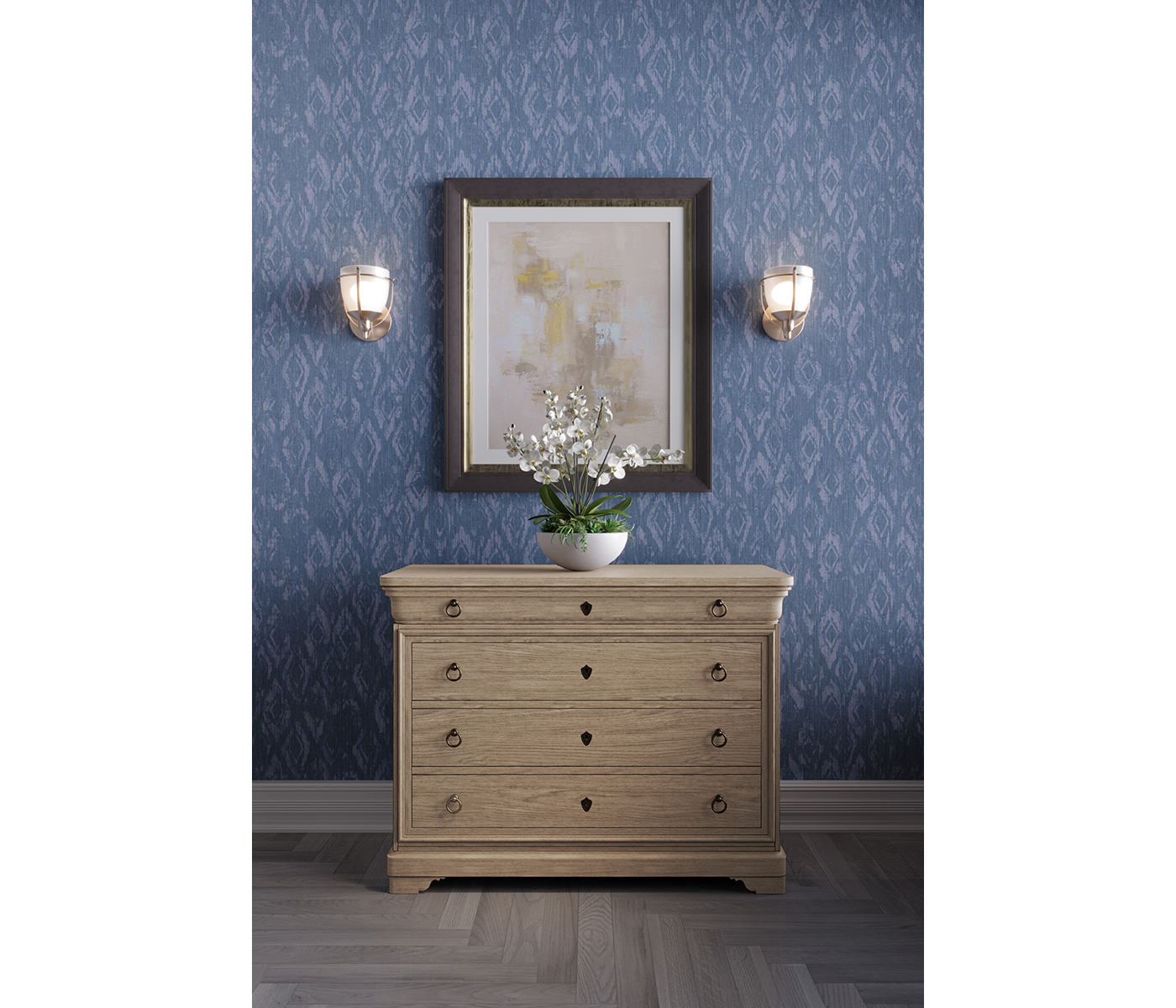 Entropy Louis Phillipe Drawer Chest - Stripped Chestnut