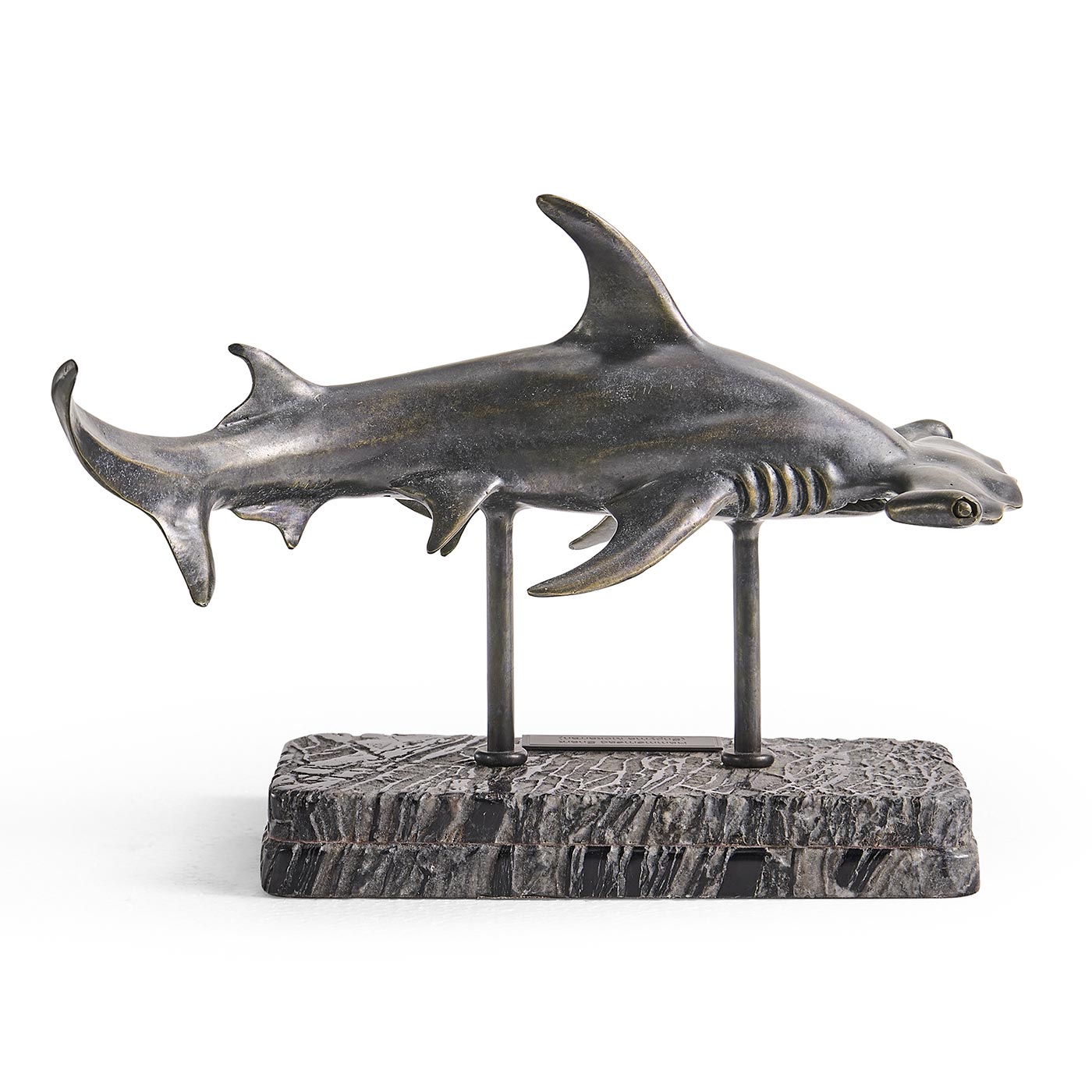 Arc Hammerhead Shark Bronze Statue with Marble Base