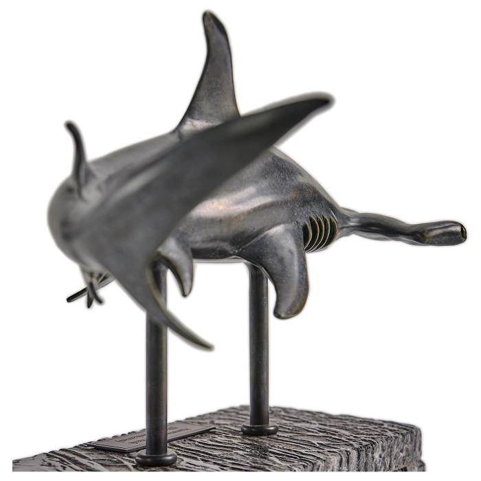Arc Hammerhead Shark Bronze Statue with Marble Base