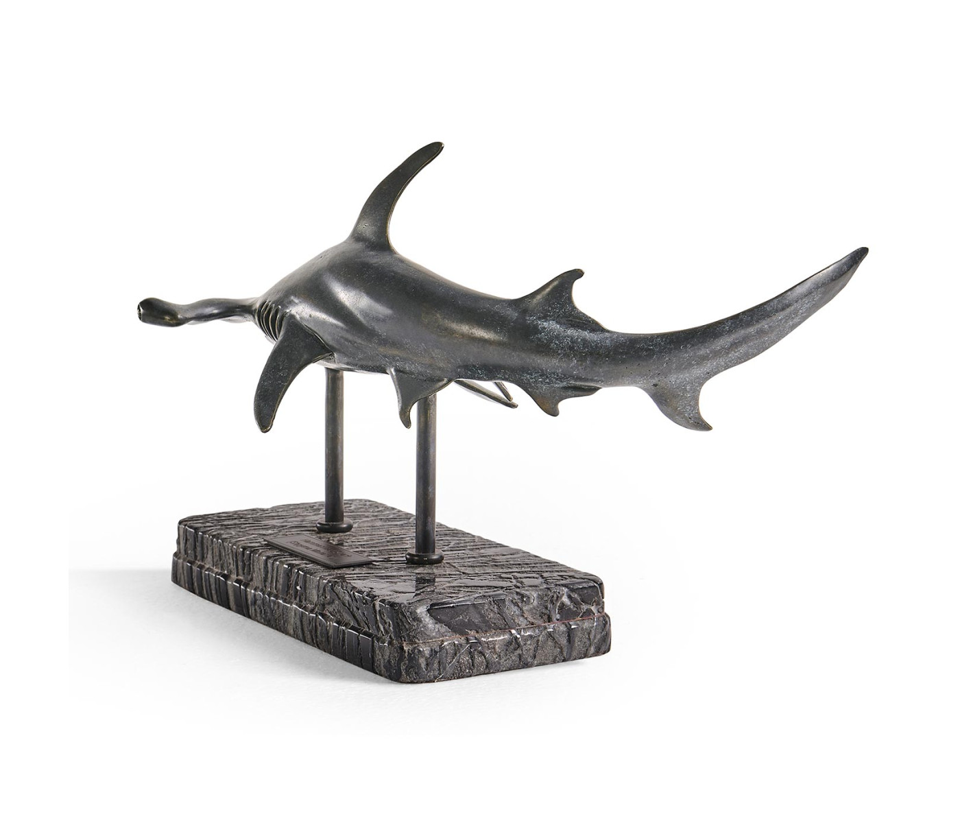 Arc Hammerhead Shark Bronze Statue with Marble Base