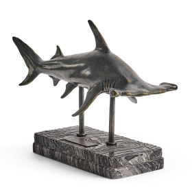 Glide Hammerhead Shark Bronze Statue with Marble Base
