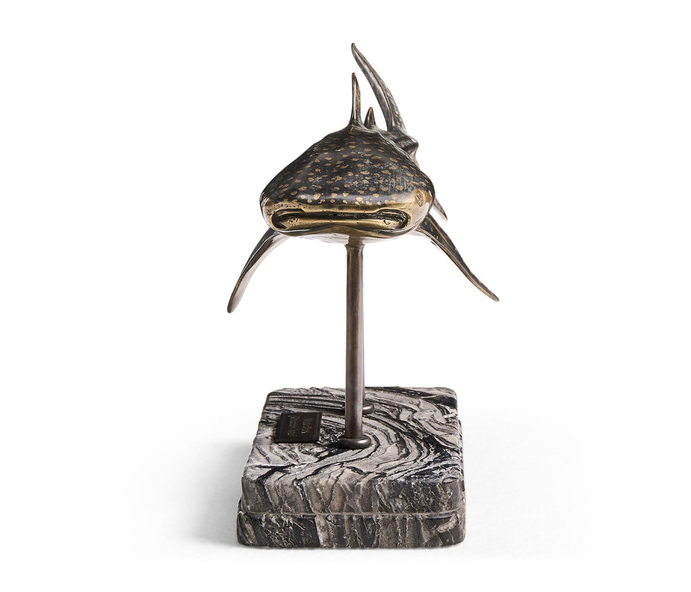 Whale Shark Bronze Statue with Marble Base