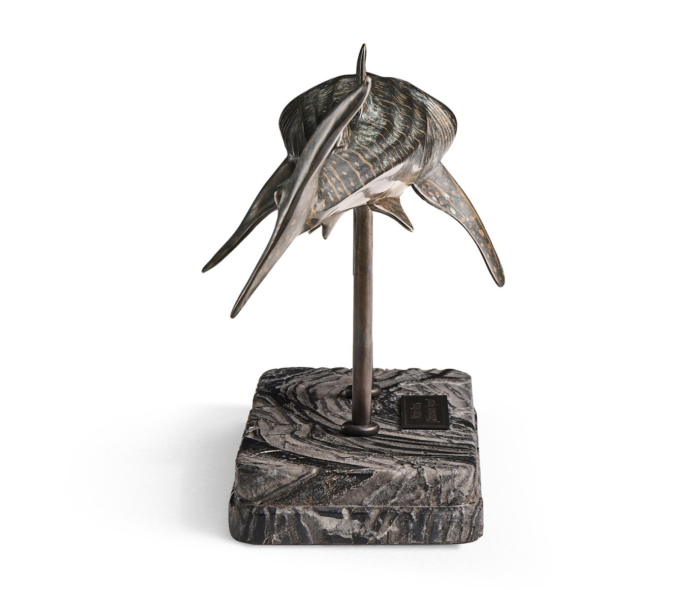 Whale Shark Bronze Statue with Marble Base
