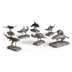 Whale Shark Bronze Statue with Marble Base