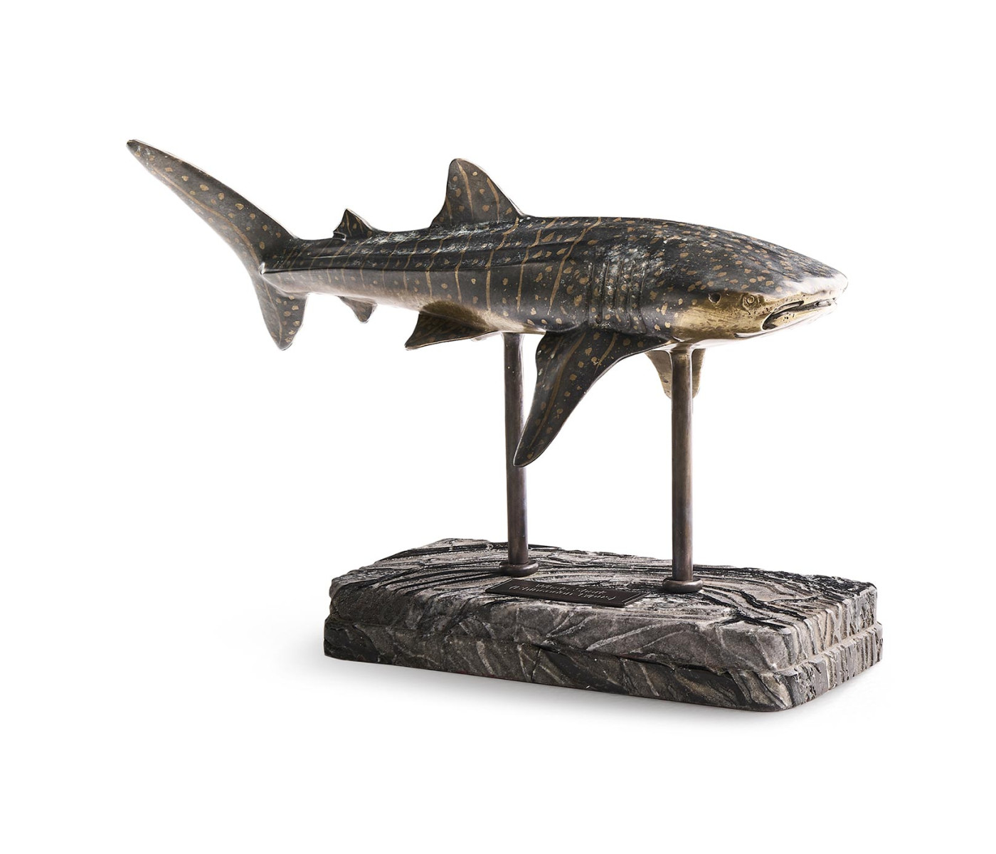 Whale Shark Bronze Statue with Marble Base