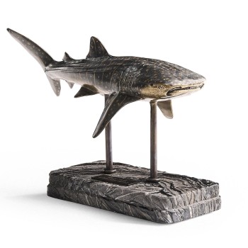 Whale Shark Bronze Statue with Marble Base