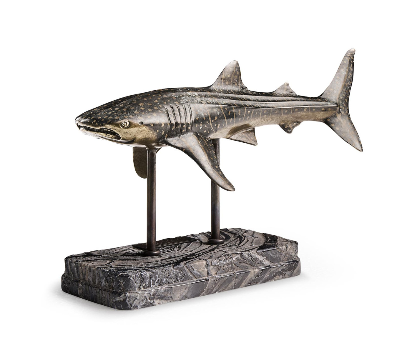 Whale Shark Bronze Statue with Marble Base