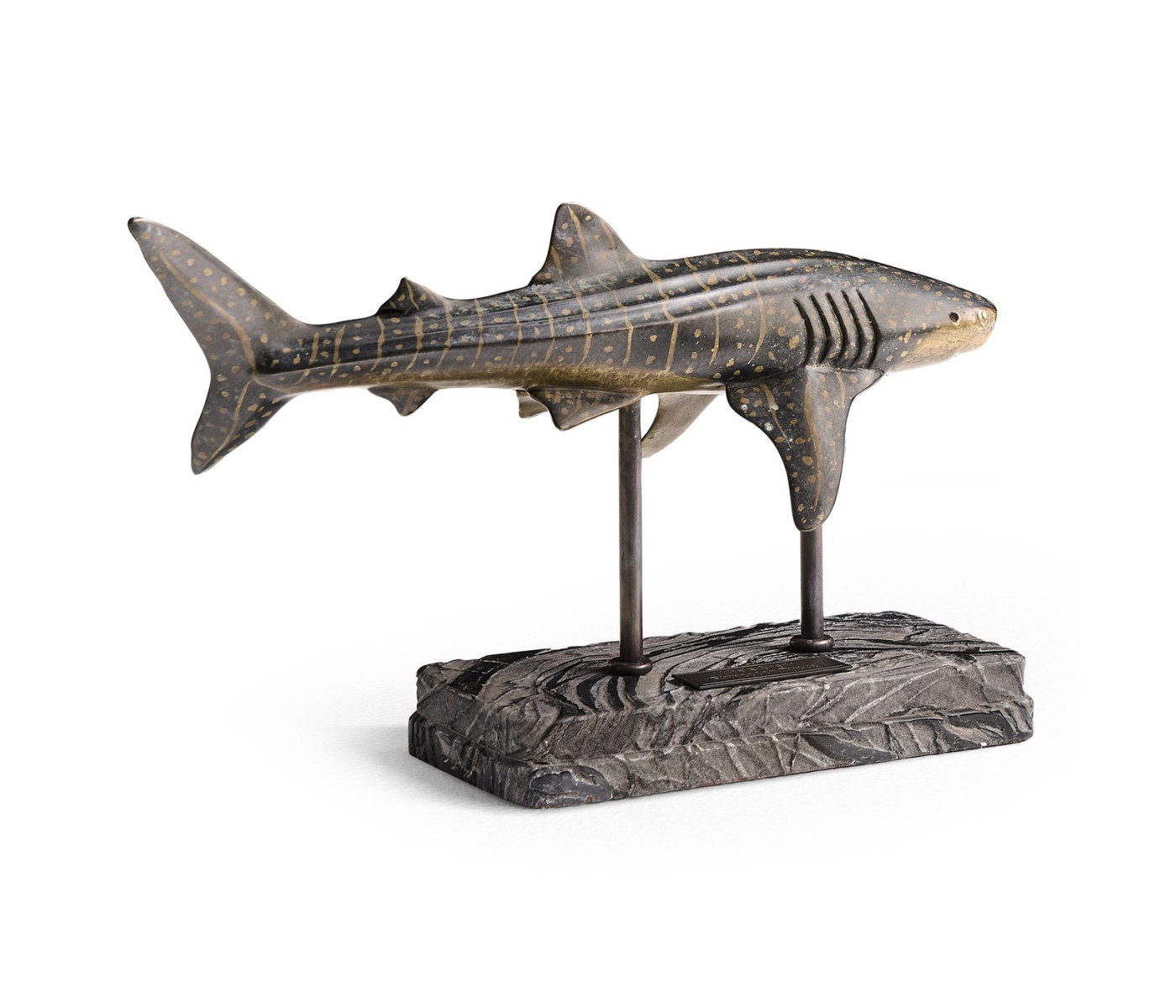 Whale Shark Bronze Statue with Marble Base