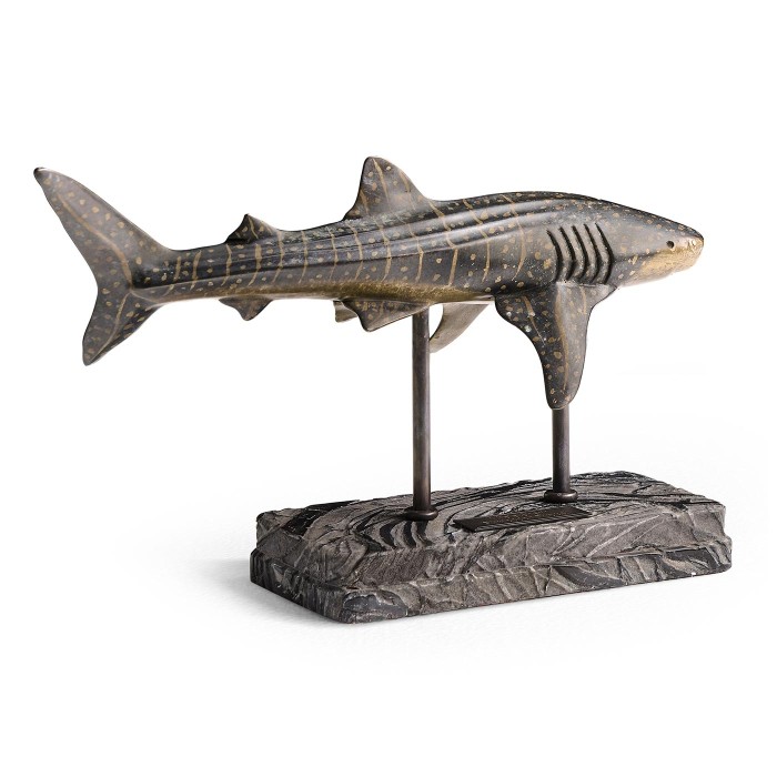 Whale Shark Bronze Statue with Marble Base